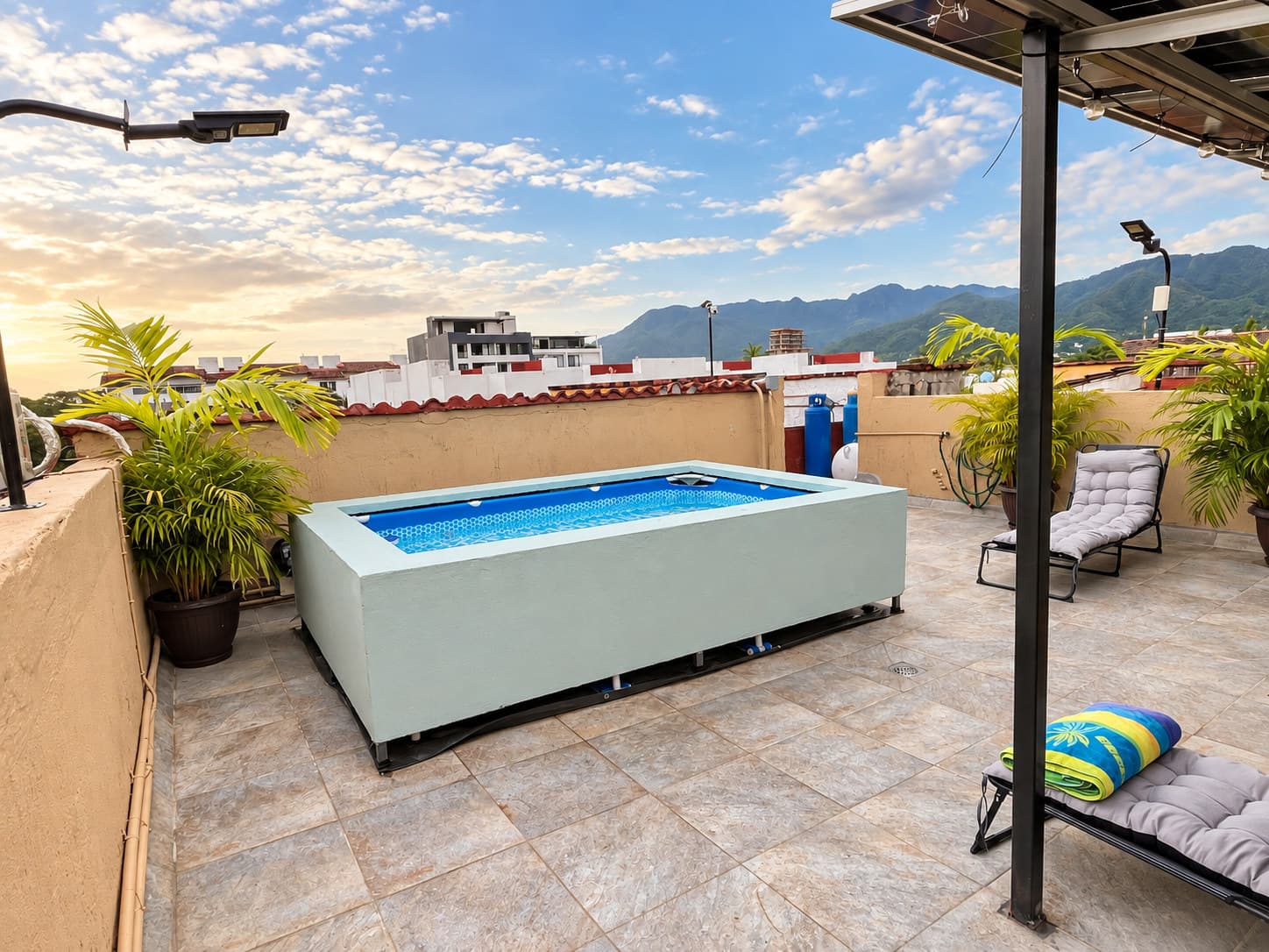 Private plunge pool with mountains beyond at Versalles 837