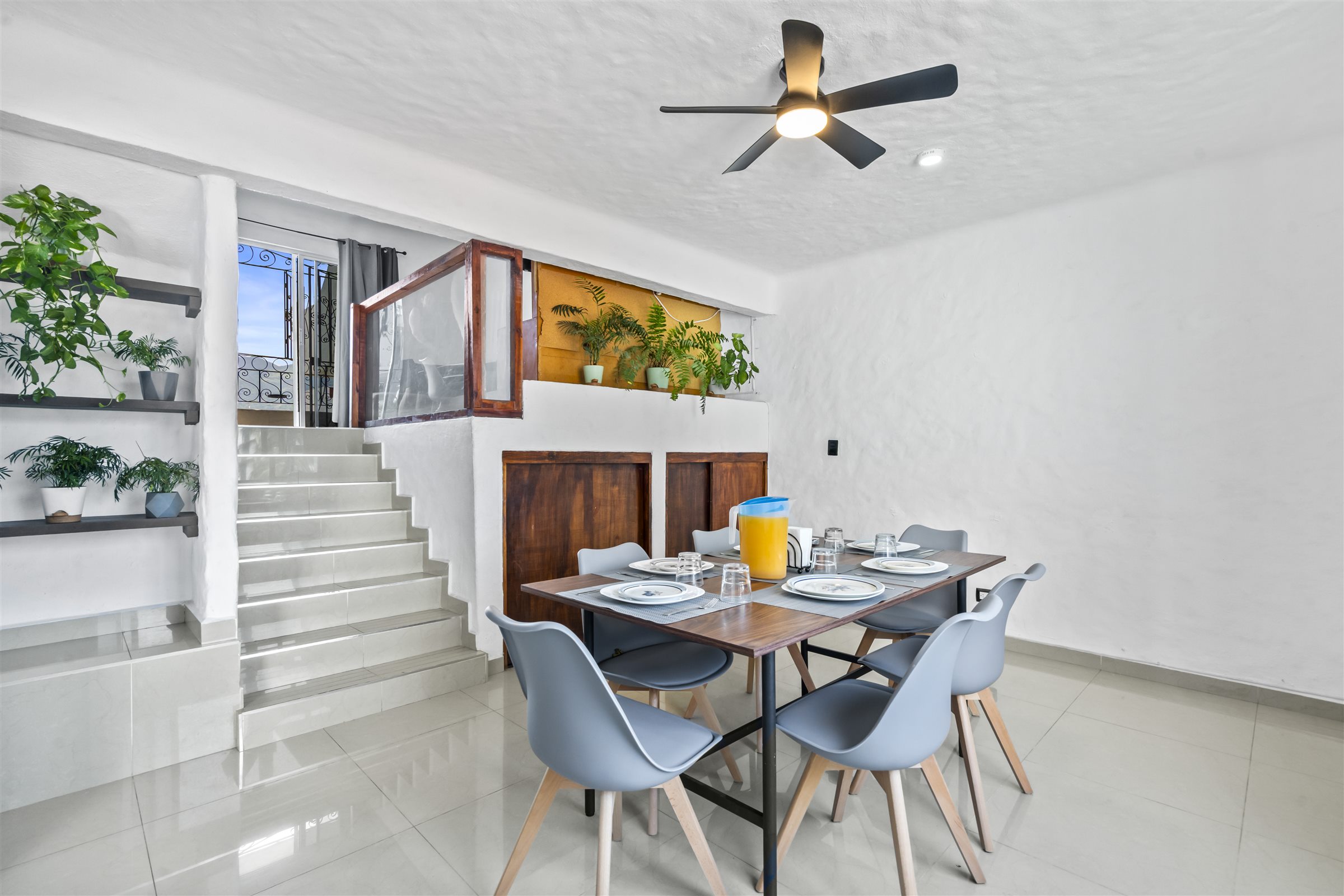 Mangos dining area and interior stairs